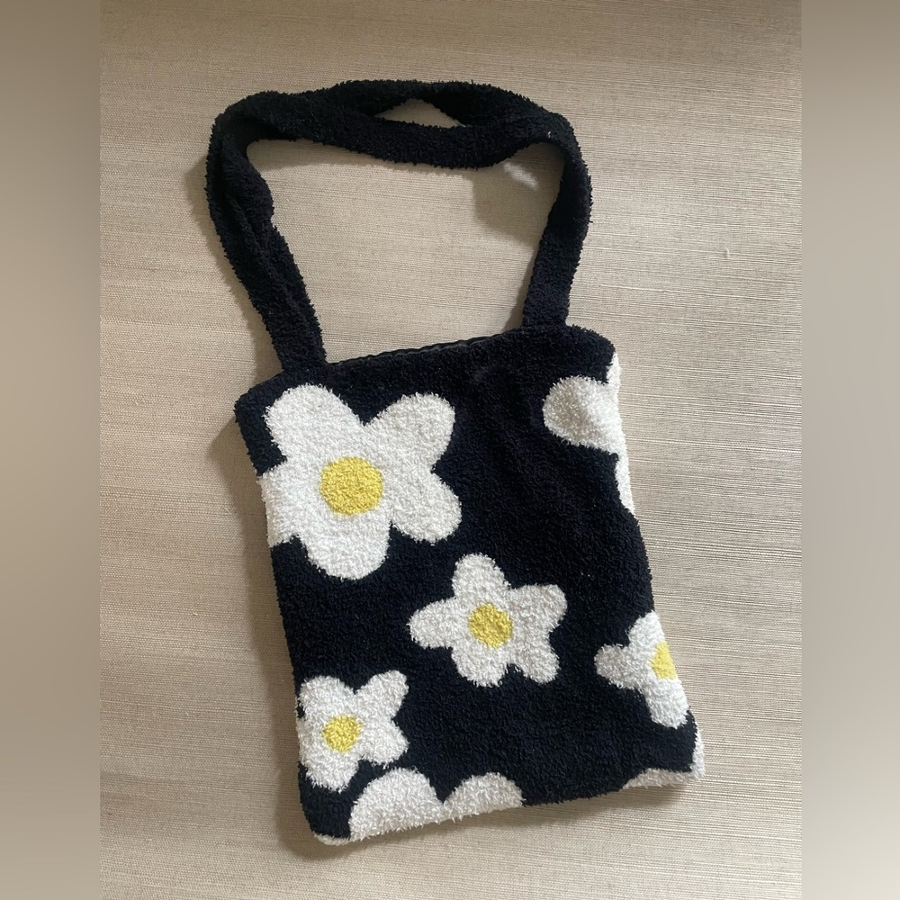 BP Nordstrom Daisy Black and White Chenille Tote Bag